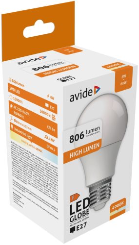 Avide led izzó E27 8W természetes fehér (284940)